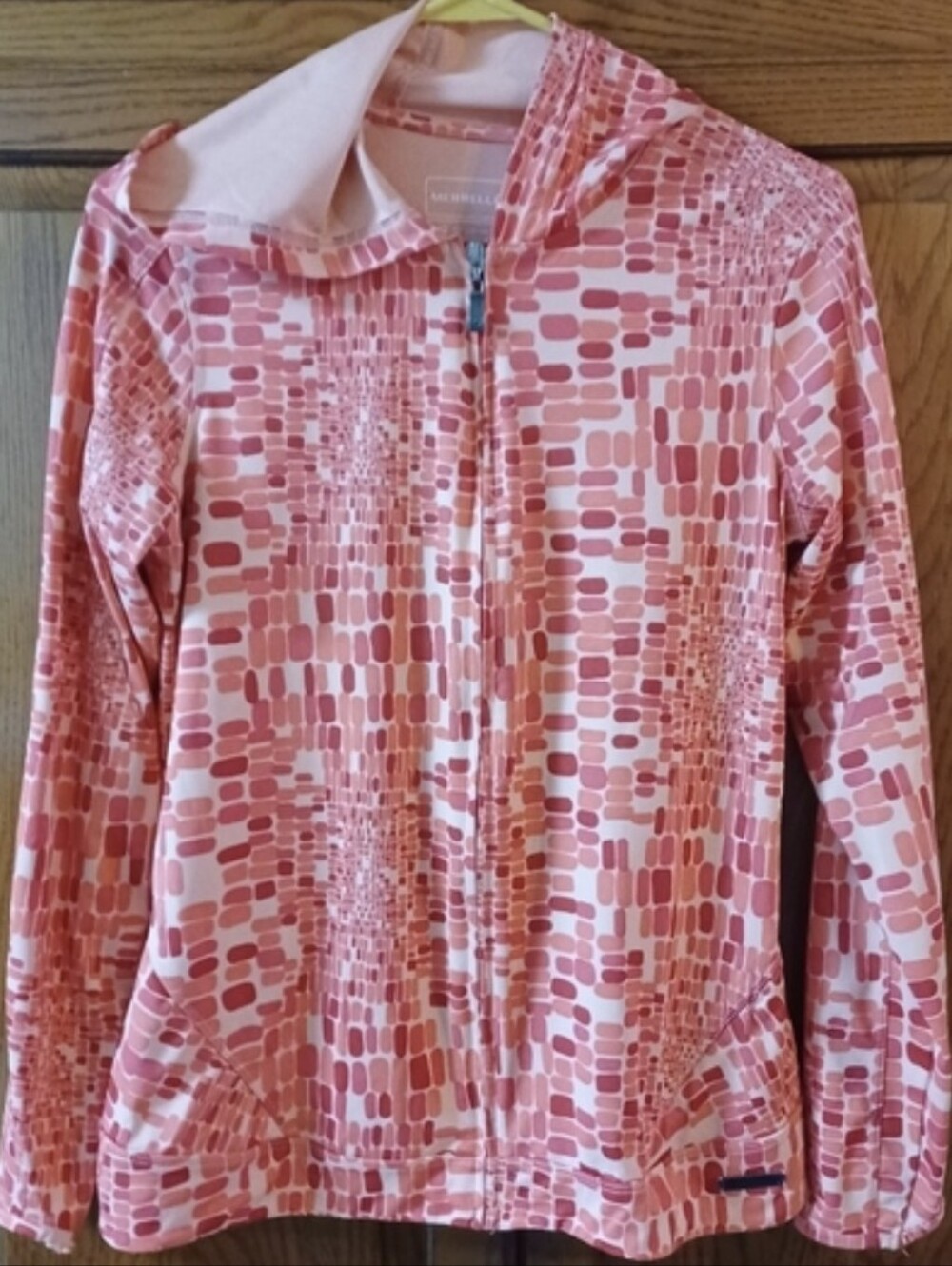 🌿5/$25 Merrell Peach Orange Geometric Womens Medium Opti Wick Zip Jacket